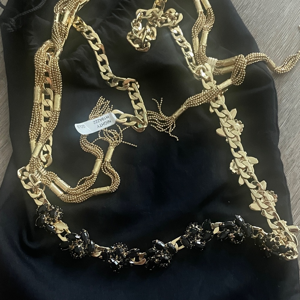 Anne Fontaine Elegant Gold and Black Chain Belt